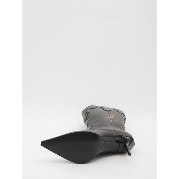 PARIS TEXAS Pointed Toe Stiletto Heel Cowboy Boots Women BLACK - Picture 4 of 5